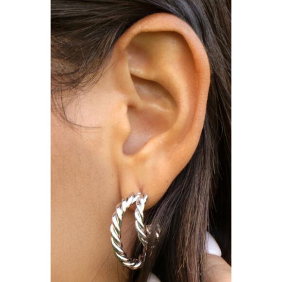 Rendor Victoria Braided Double Hoop Gold Earrings - Picture 5 of 7